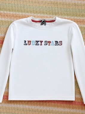 Turtledove London White 'Lucky Stars' Long Sleeve Tee